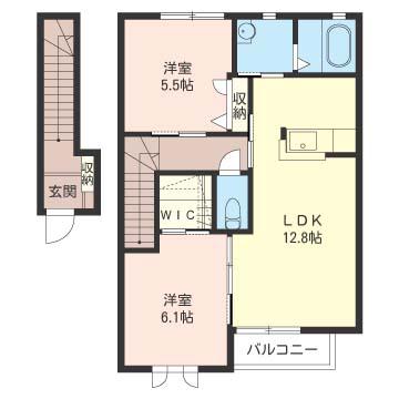 メルベイユB(2LDK/2階)の間取り写真