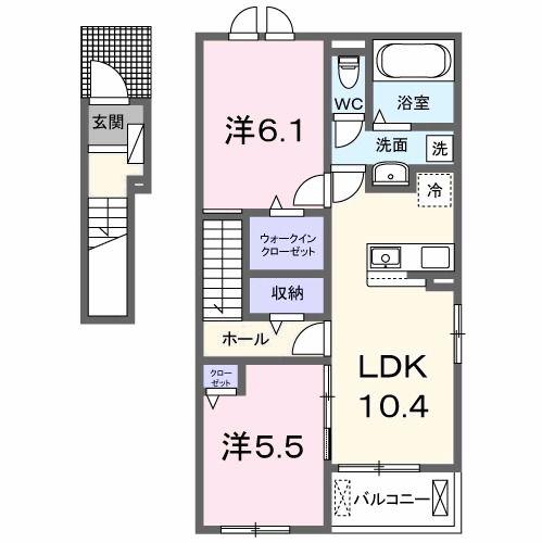 クレールA(2LDK/2階)の間取り写真