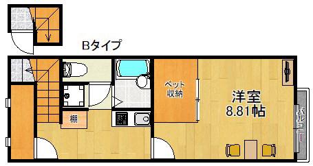 レオネクストマイヒルズ8843(1K/2階)の間取り写真