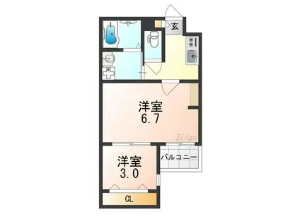 ジーイーシス(2K/3階)の間取り写真
