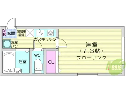 デュークエリート(1K/1階)の間取り写真
