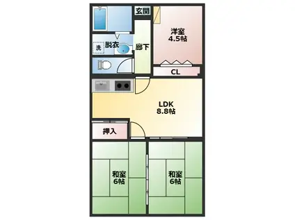 三和コーポNO.18(3DK/11階)の間取り写真