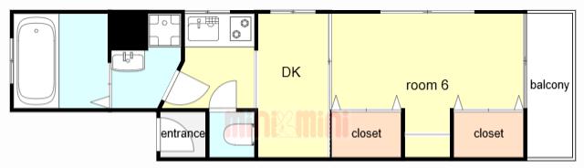 KMコート(1DK/3階)の間取り写真