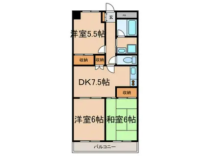 ホワイトプラムビル(3DK/4階)の間取り写真