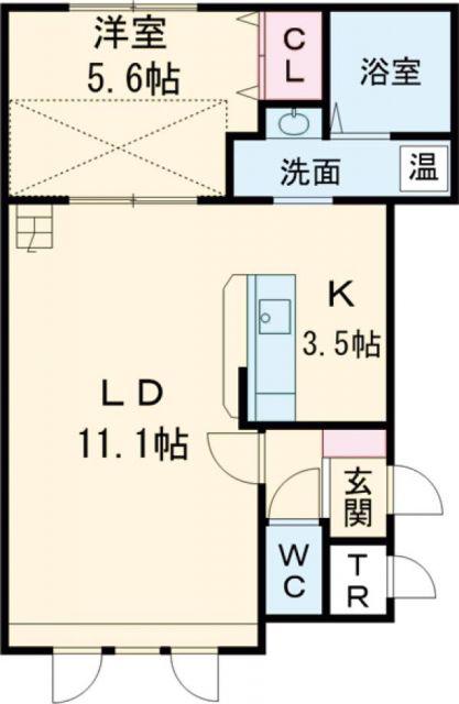シンフォニー東光(1LDK/2階)の間取り写真