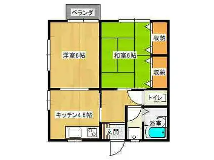 ウッディヒル芙久舞(1LDK/2階)の間取り写真