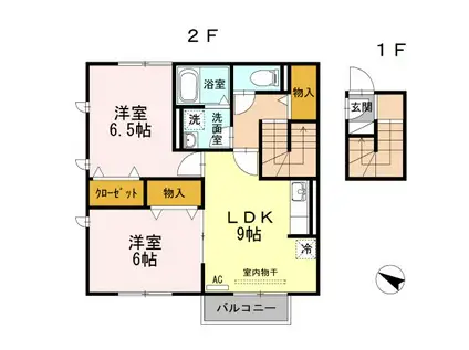SUNFRIEND(2LDK/2階)の間取り写真