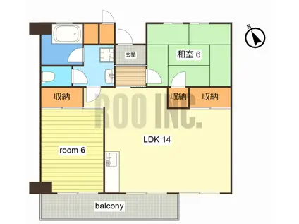 第一恵美酒マンション(2LDK/2階)の間取り写真