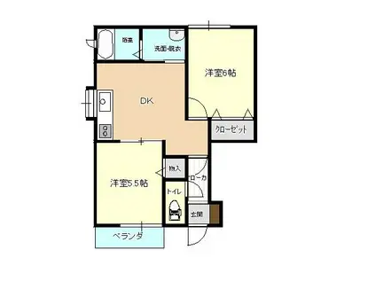 アンジュエールA(2DK/1階)の間取り写真