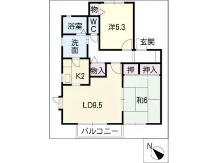 プレジール・ヴィラ(2LDK/1階)の間取り写真