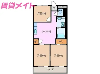 第二柴田ハイツ(3DK/3階)の間取り写真