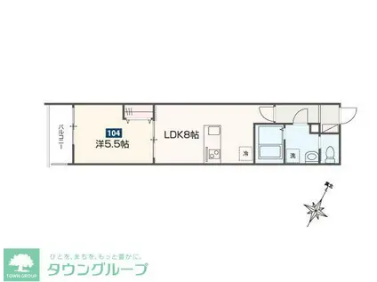 MELDIA福生III(1LDK/1階)の間取り写真