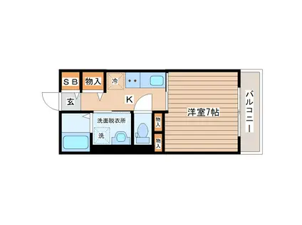 SAKURA HILLS I(1K/3階)の間取り写真