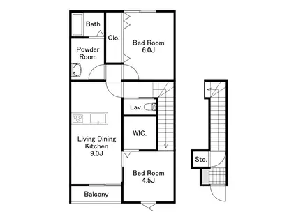 LA VITA 築城 B棟(2LDK/2階)の間取り写真