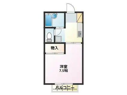 ブルーシャンB(1K/2階)の間取り写真