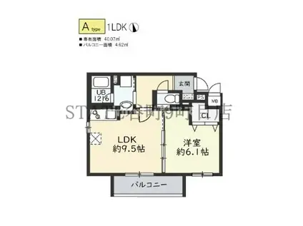 カーサ松崎町(1LDK/1階)の間取り写真