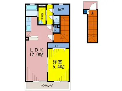 アムール新町(1SLDK/2階)の間取り写真