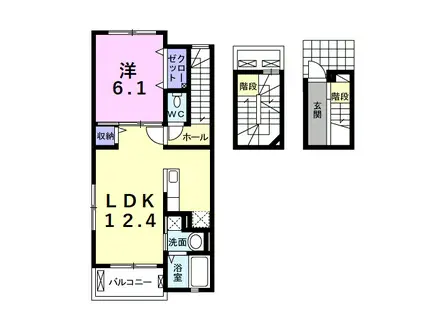 T・KレジデンスI(1LDK/3階)の間取り写真