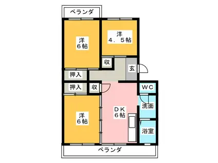 クリエートハイム笹原(3DK/3階)の間取り写真