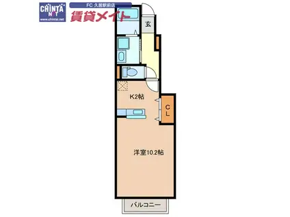 サイスフィールド II(ワンルーム/1階)の間取り写真