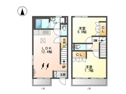 バイス バントA&B(2LDK/1階)の間取り写真