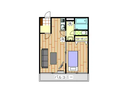 ファーニッシュド・ステイ茅野宮川(1LDK/2階)の間取り写真