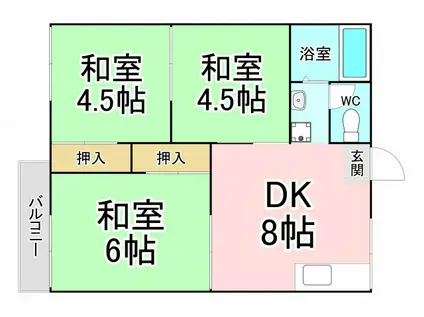 光明サンハイツ(3DK/1階)の間取り写真