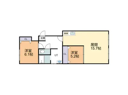 フルーヴB(2LDK/1階)の間取り写真