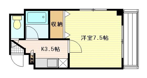 木野本ビル(1K/2階)の間取り写真