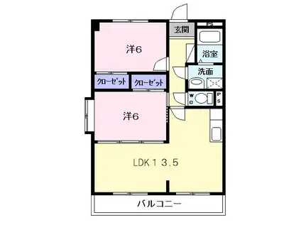 ラフィネ・ドミール(2LDK/1階)の間取り写真