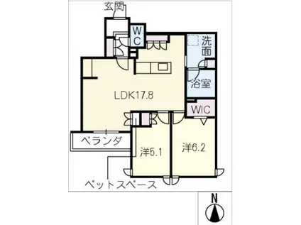 AURALEE(2LDK/2階)の間取り写真