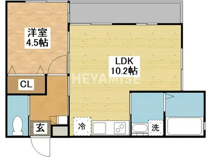 MODERN PALAZZO ノース赤迫B棟(1LDK/1階)の間取り写真