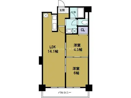 第8柴田ビル(2LDK/7階)の間取り写真