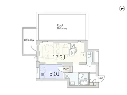 GRANDUO用賀4(1LDK/3階)の間取り写真