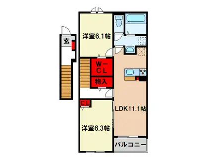 ニューライズ・S(2LDK/2階)の間取り写真