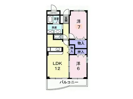 JR宇都宮線 久喜駅 徒歩7分 5階建 築26年(2LDK/2階)の間取り写真