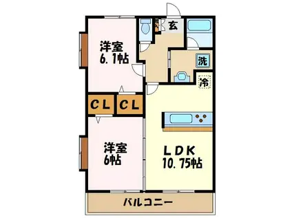 ルミエール鷺沼(2LDK/3階)の間取り写真