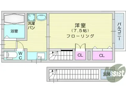 コーポ新本(1K/3階)の間取り写真