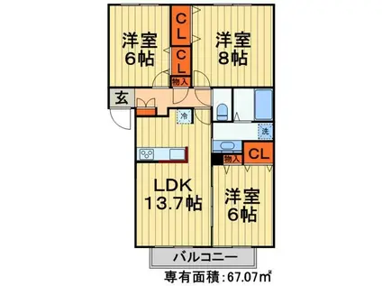 アリエッティ(3LDK/2階)の間取り写真