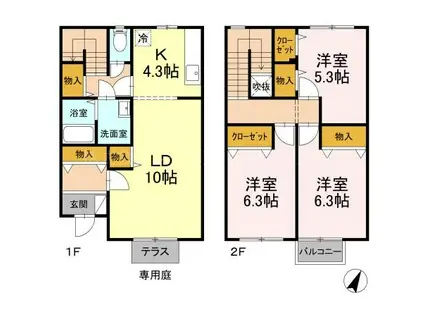 パークサイドA(3LDK/1階)の間取り写真