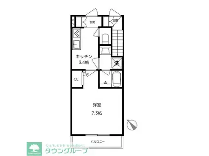 LUCENT・K(1K/1階)の間取り写真