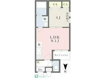 CHERIM柴田(1LDK/2階)の間取り写真