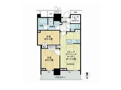 ザ・パークハウス晴海タワーズクロノレジデンス(2LDK/9階)の間取り写真