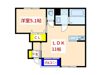 セラディール姫城(1LDK/1階)の間取り写真