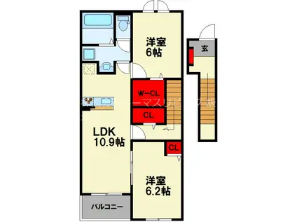 レジデンス プリュVII(2LDK/2階)の間取り写真