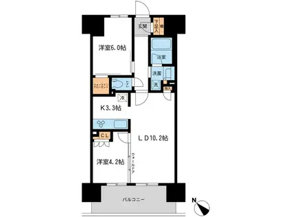 ブレス宮崎台(2LDK/14階)の間取り写真
