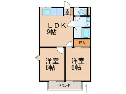 リブ直川(2LDK/2階)の間取り写真