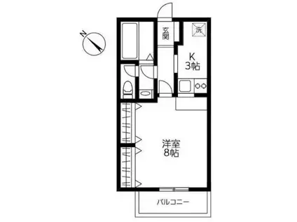 ガーデンハイム(1K/1階)の間取り写真