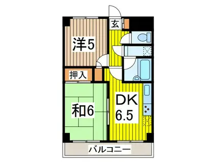 ライオンズマンション並木北公園(2DK/9階)の間取り写真