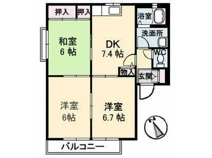 ディアス椎の木(3DK/2階)の間取り写真